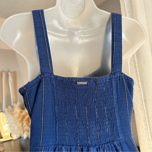 Billabong Paint The Town Wide-leg Button-Down Cropped Jumpsuit in Blue Stripe, M - Picture 10 of 14